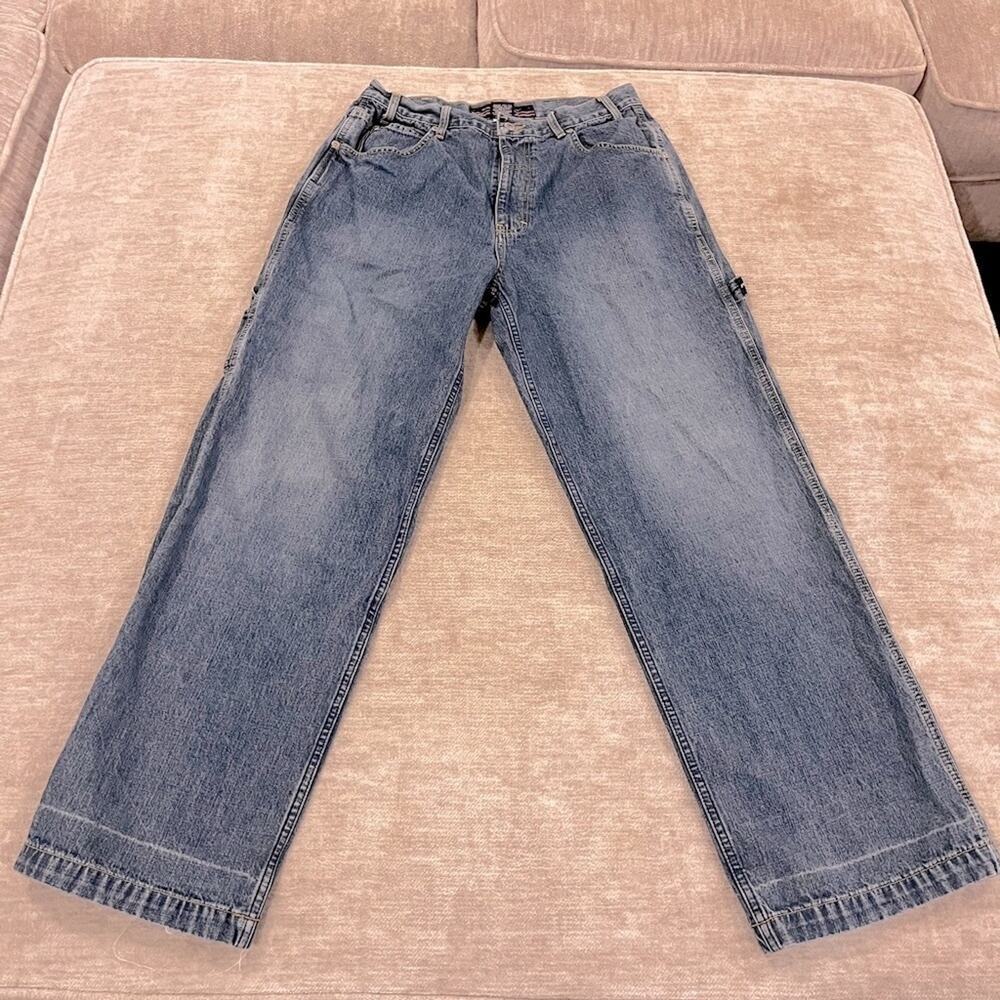 Phat Pharm 90s cargo wide leg mid wash jean 32x33 vintage Y2K Def Jam Records - Picture 2 of 11